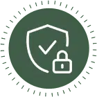 Shield and a lock with a color green logo